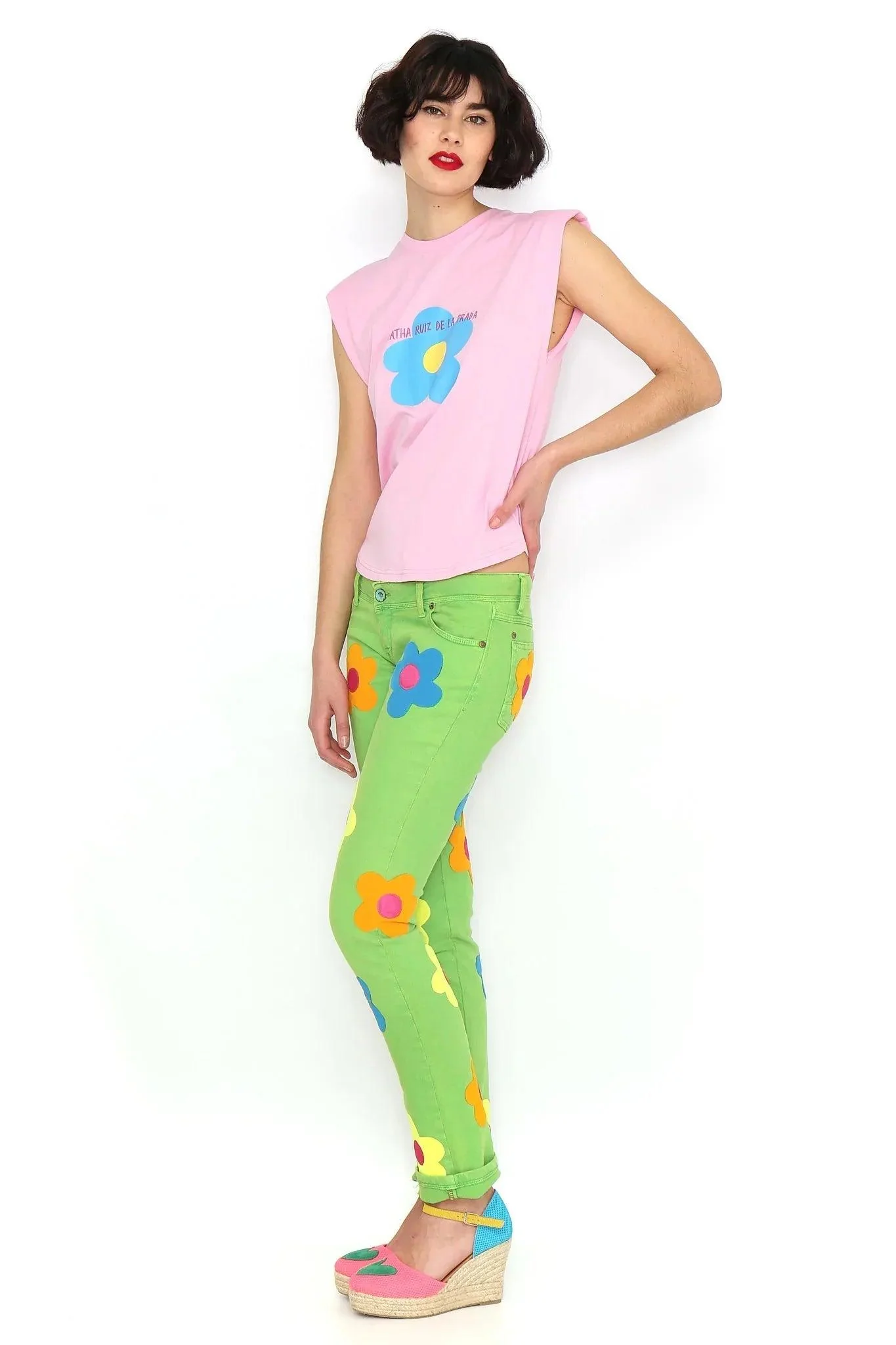 CAMISETA ROSA HOMBRERAS FLOR - Image 2