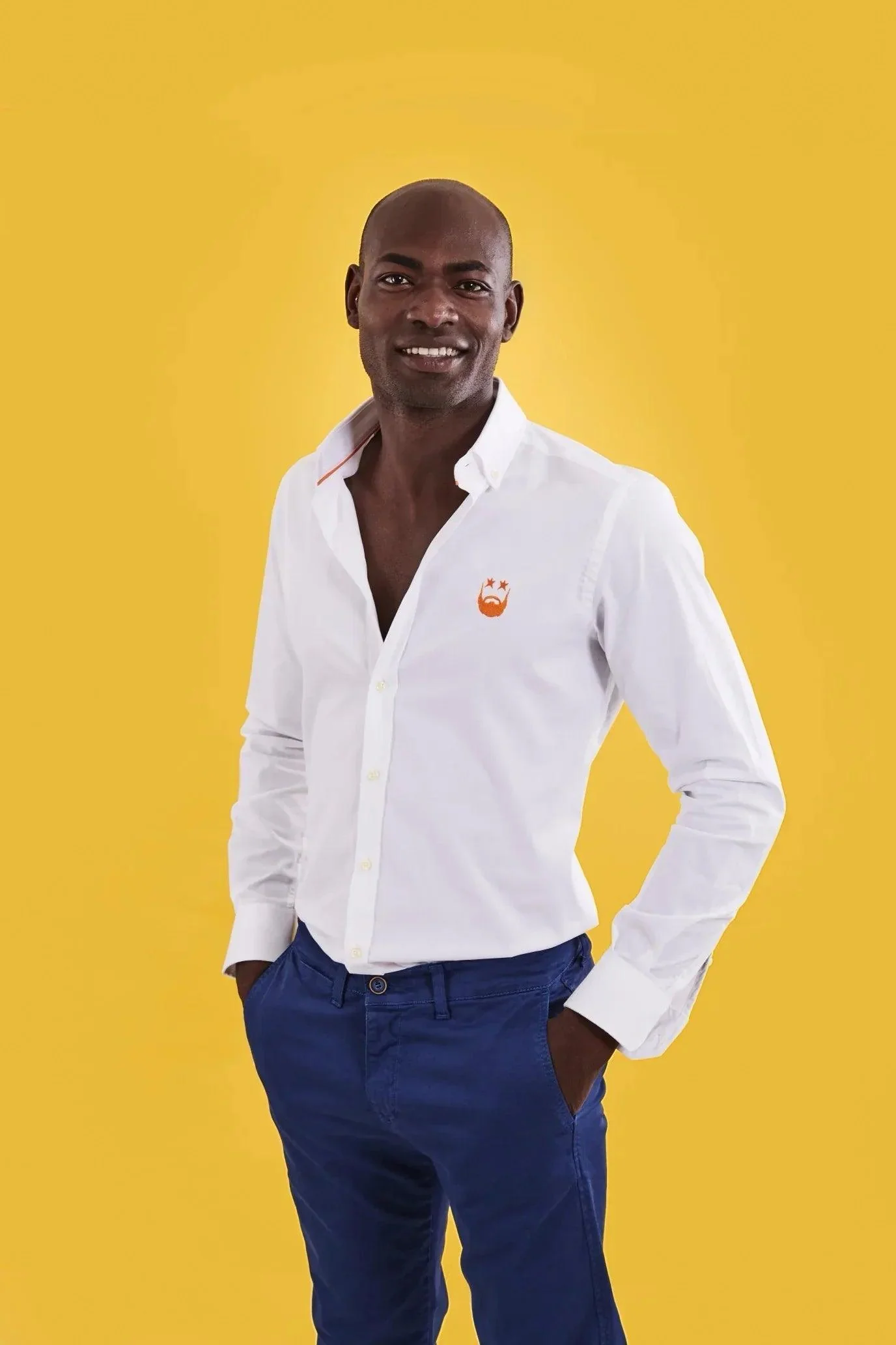 CAMISA HOMBRE BLANCA BARBA NARANJA