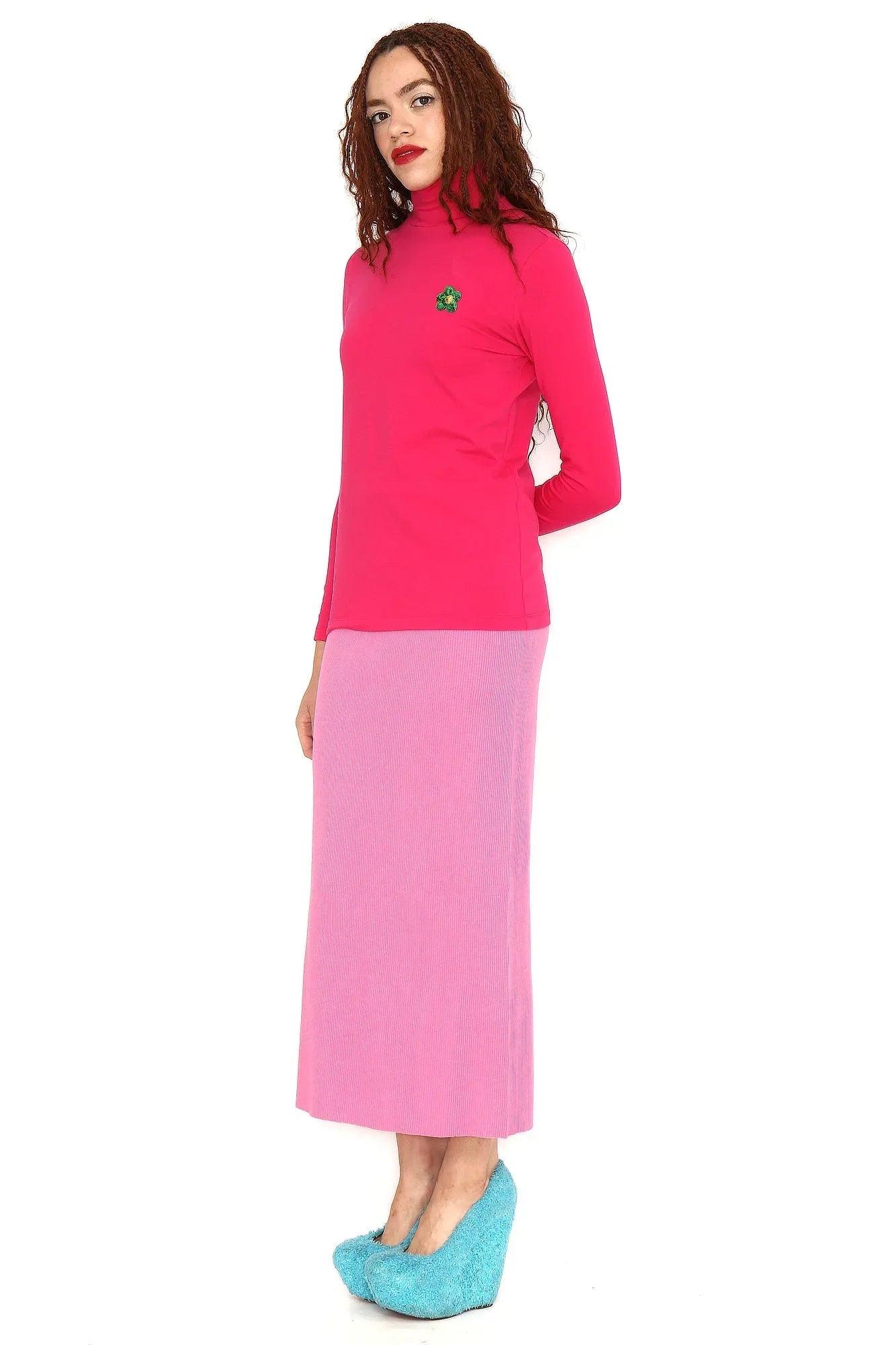 CAMISETA  FUCSIA CA FLOR VERDE - Image 2