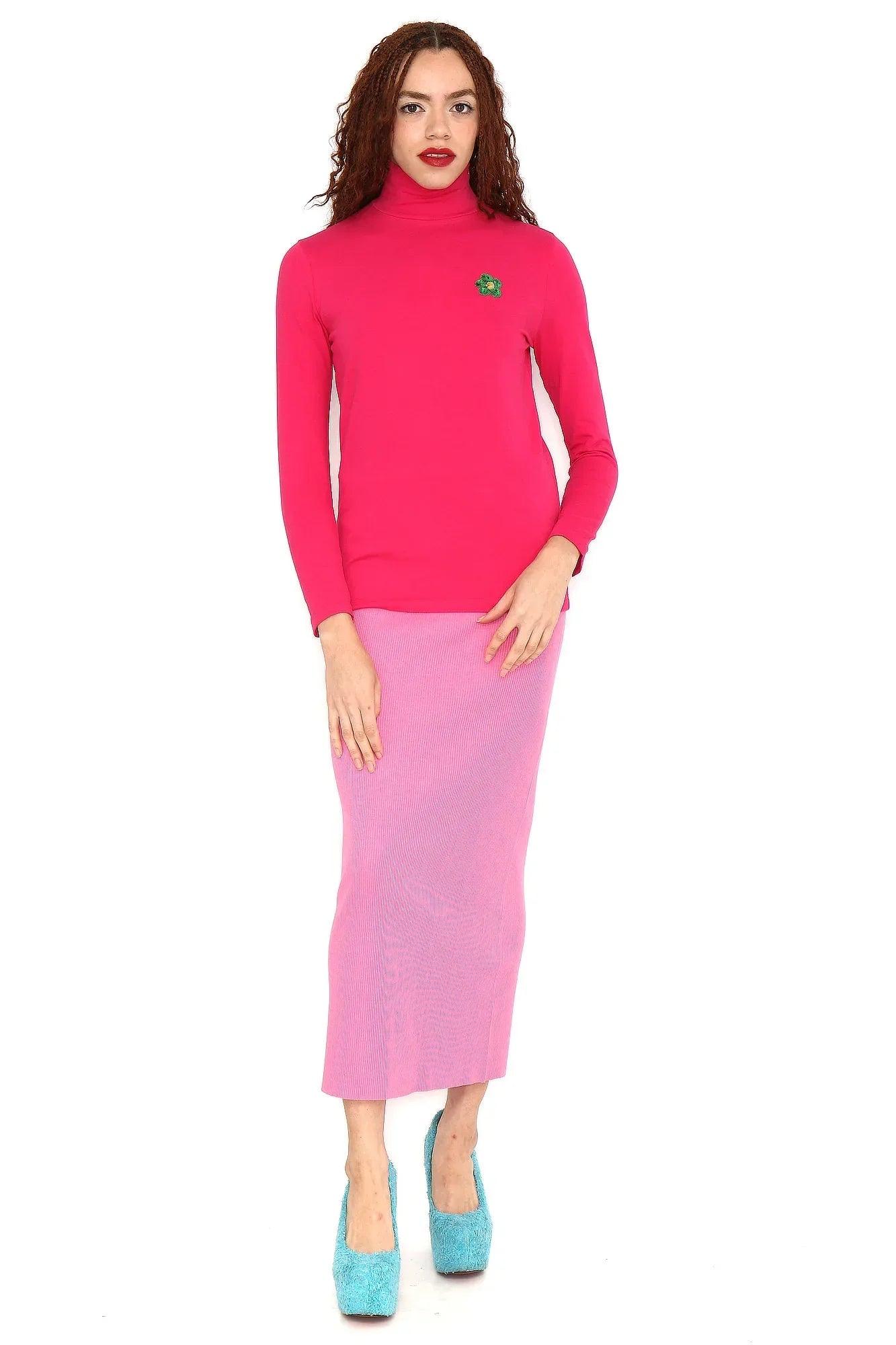 CAMISETA  FUCSIA CA FLOR VERDE - Image 3