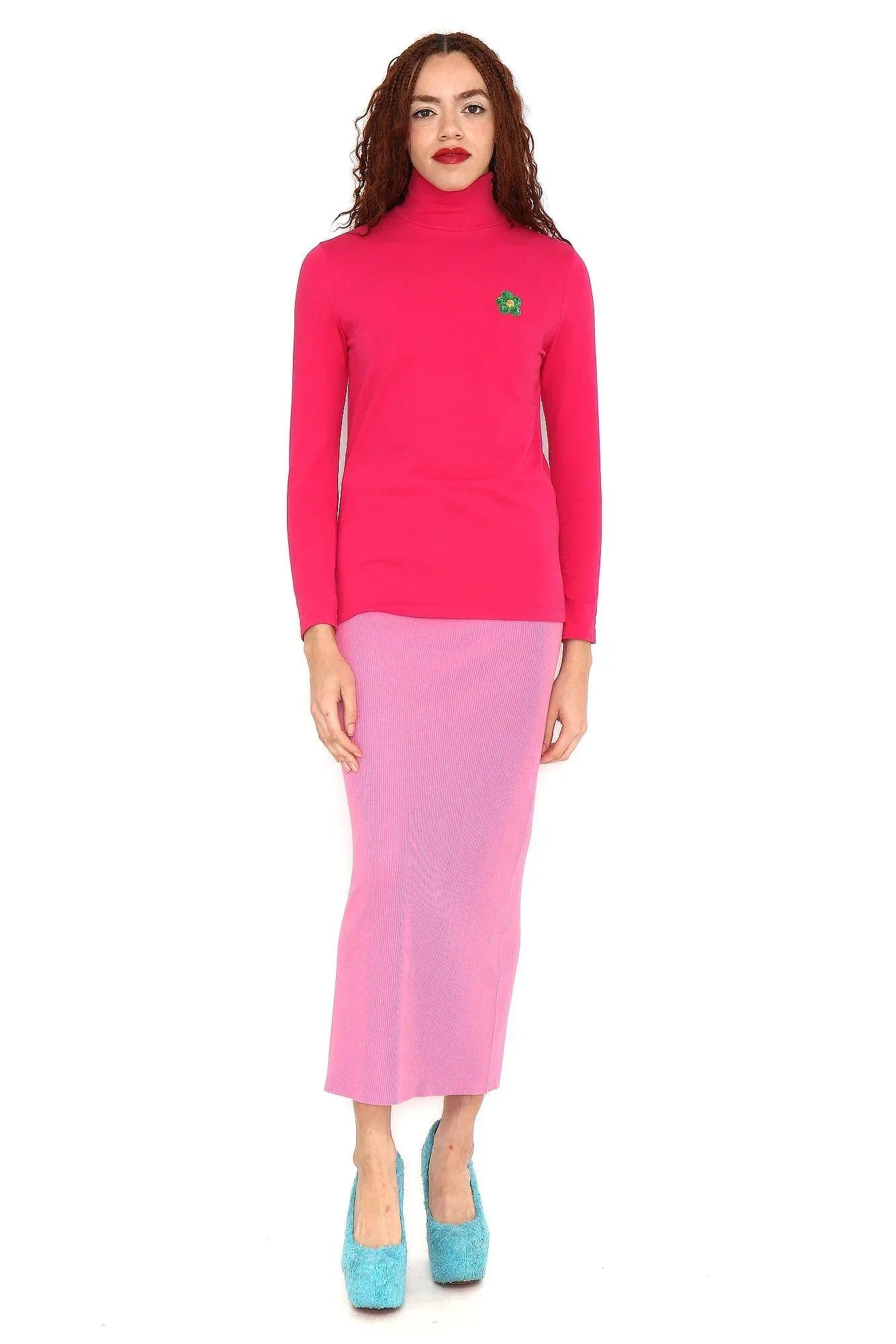 CAMISETA  FUCSIA CA FLOR VERDE - Image 4