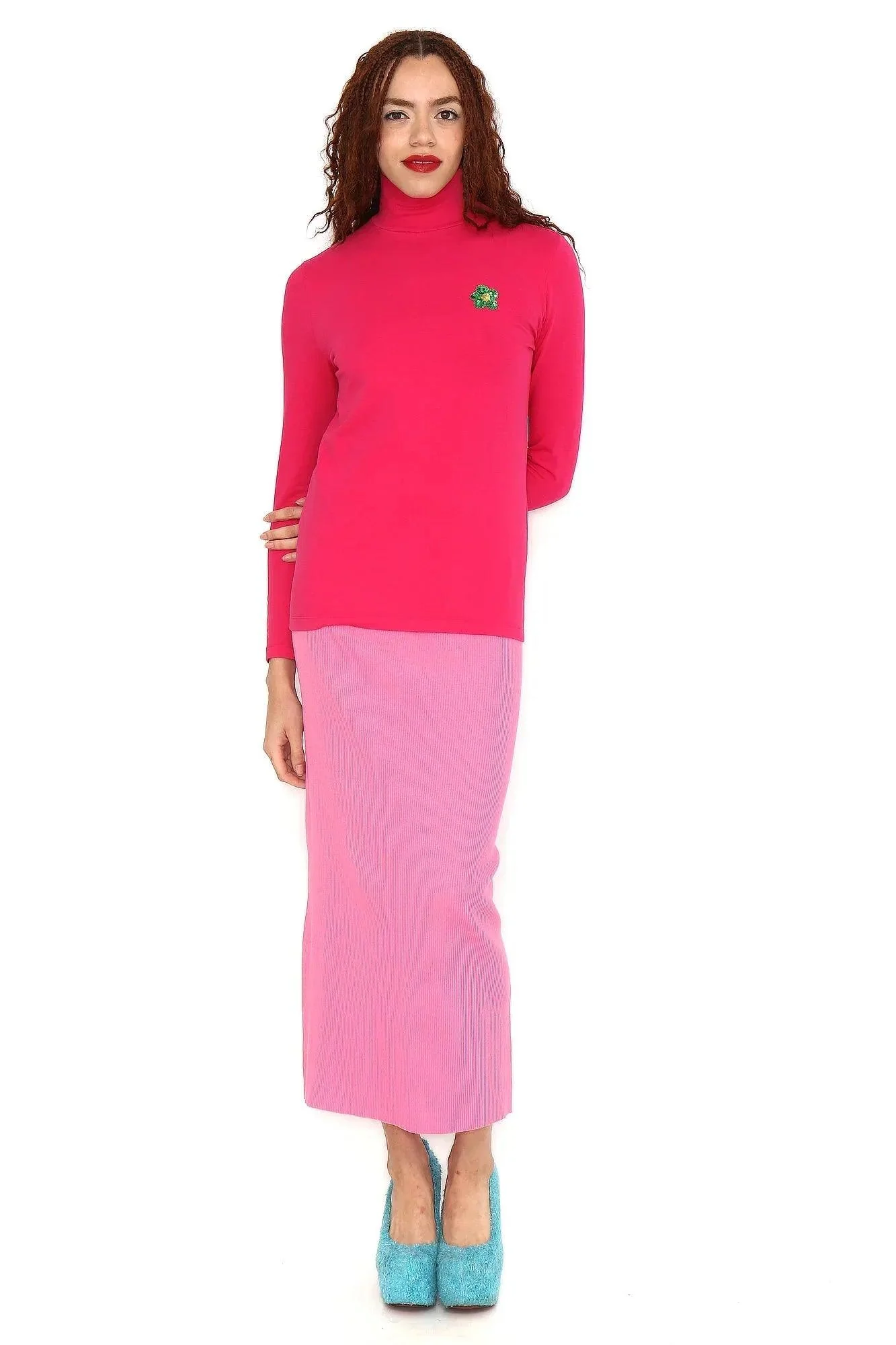 CAMISETA  FUCSIA CA FLOR VERDE - Image 5