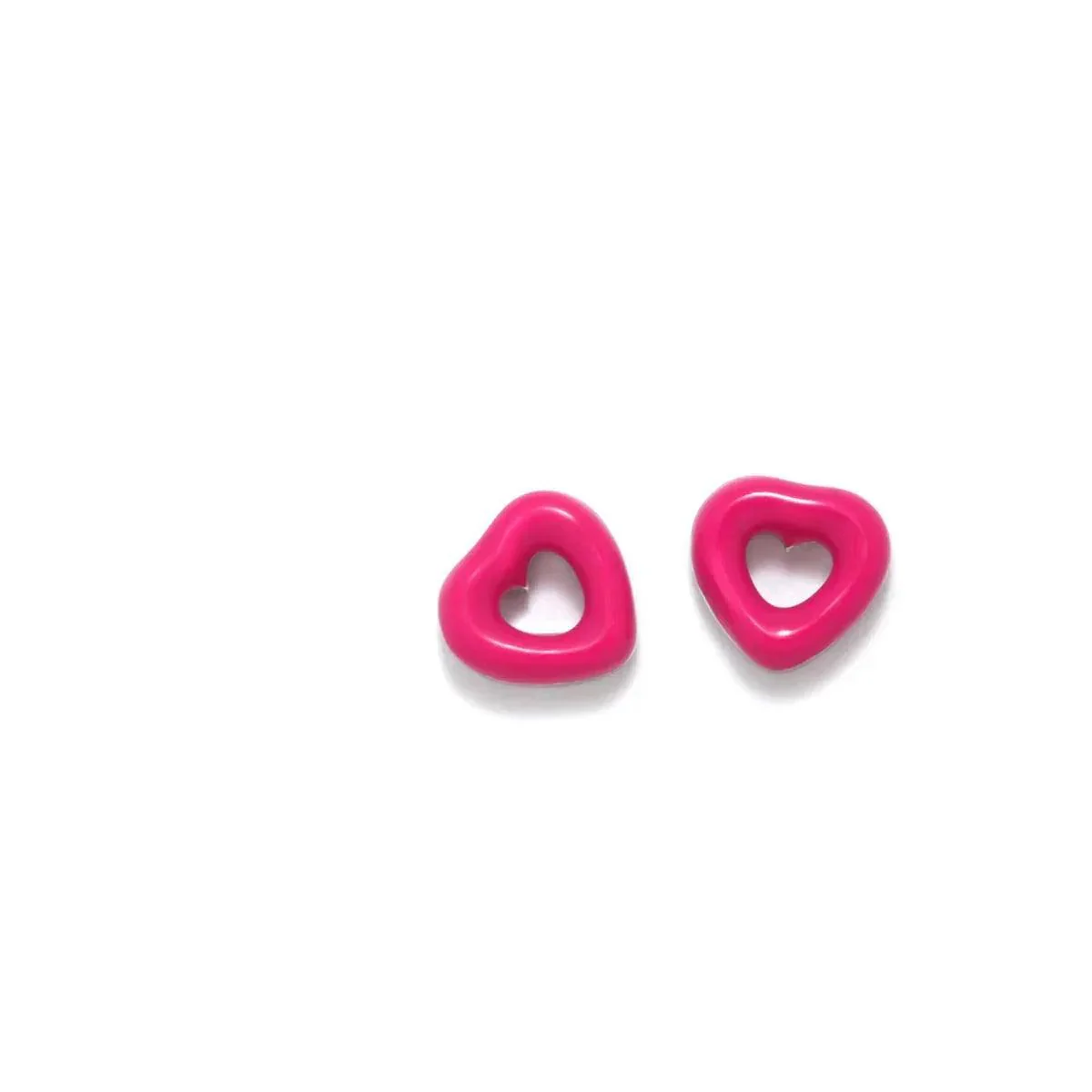 PENDIENTES DONUT CORAZON FUCSIA