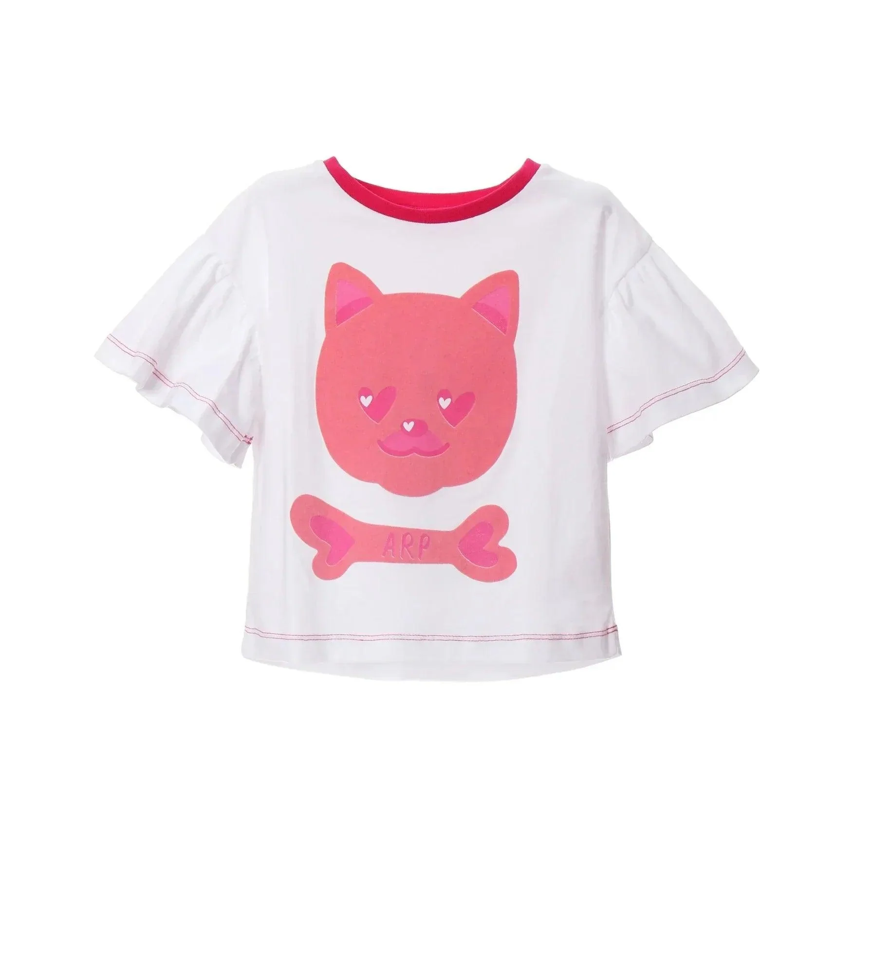 CAMISETA BLANCA GATITO ROSA