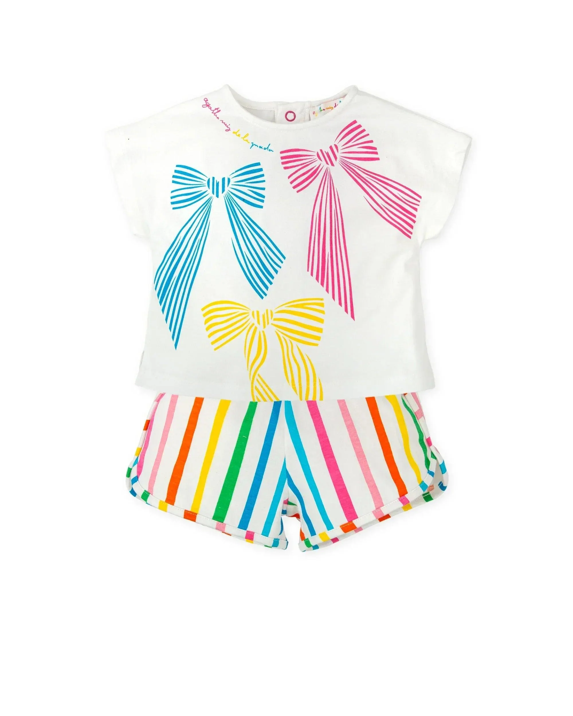 CONJUNTO CAMISETA LAZOS+ SHORTS RAYAS DE COLORES