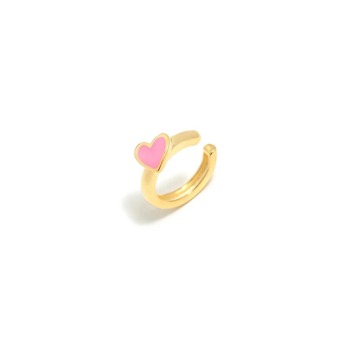 EARCUFF CORAZON ROSA BAÑO ORO