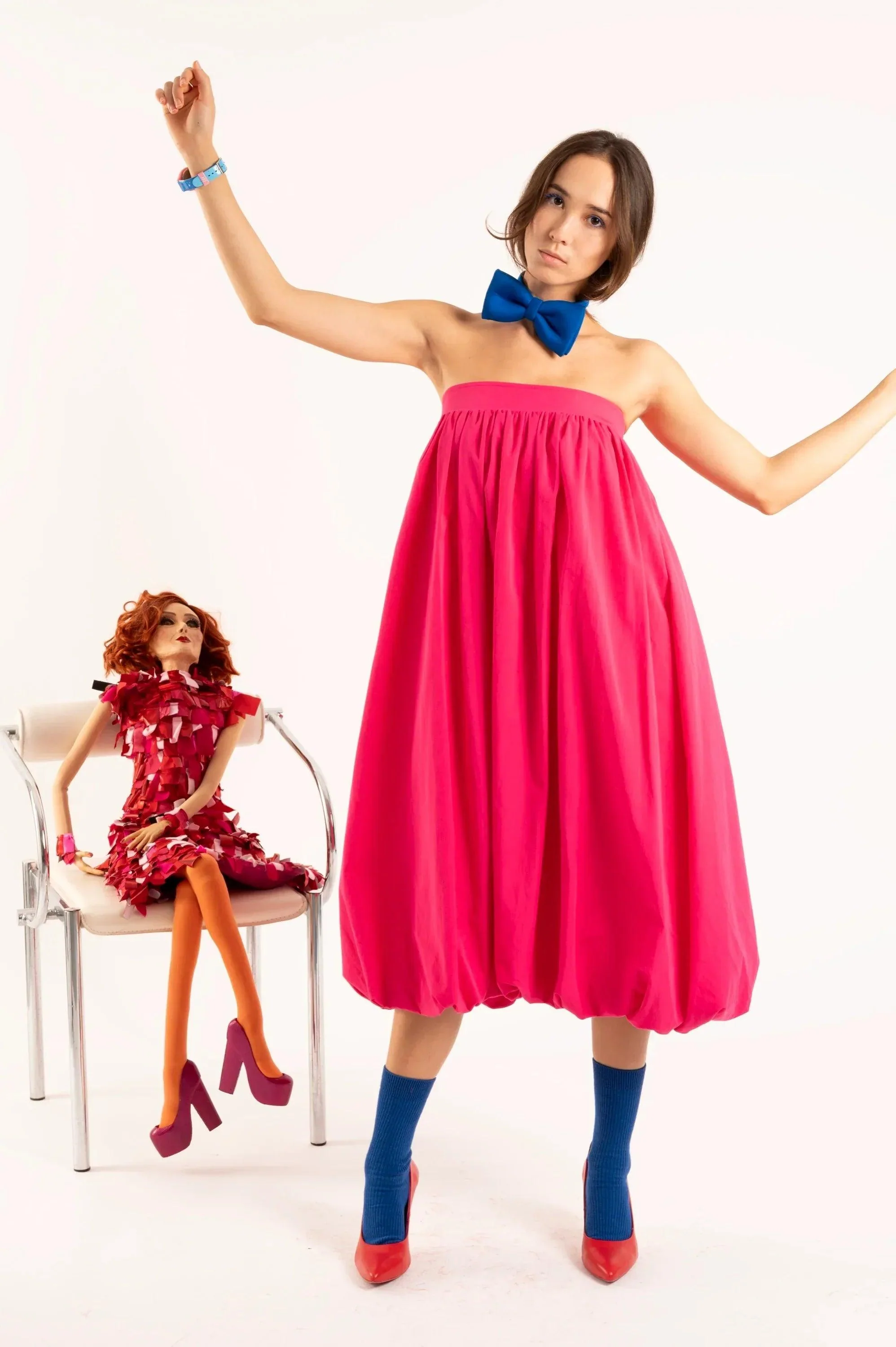 FALDA GLOBO LARGA FUCSIA - Image 7
