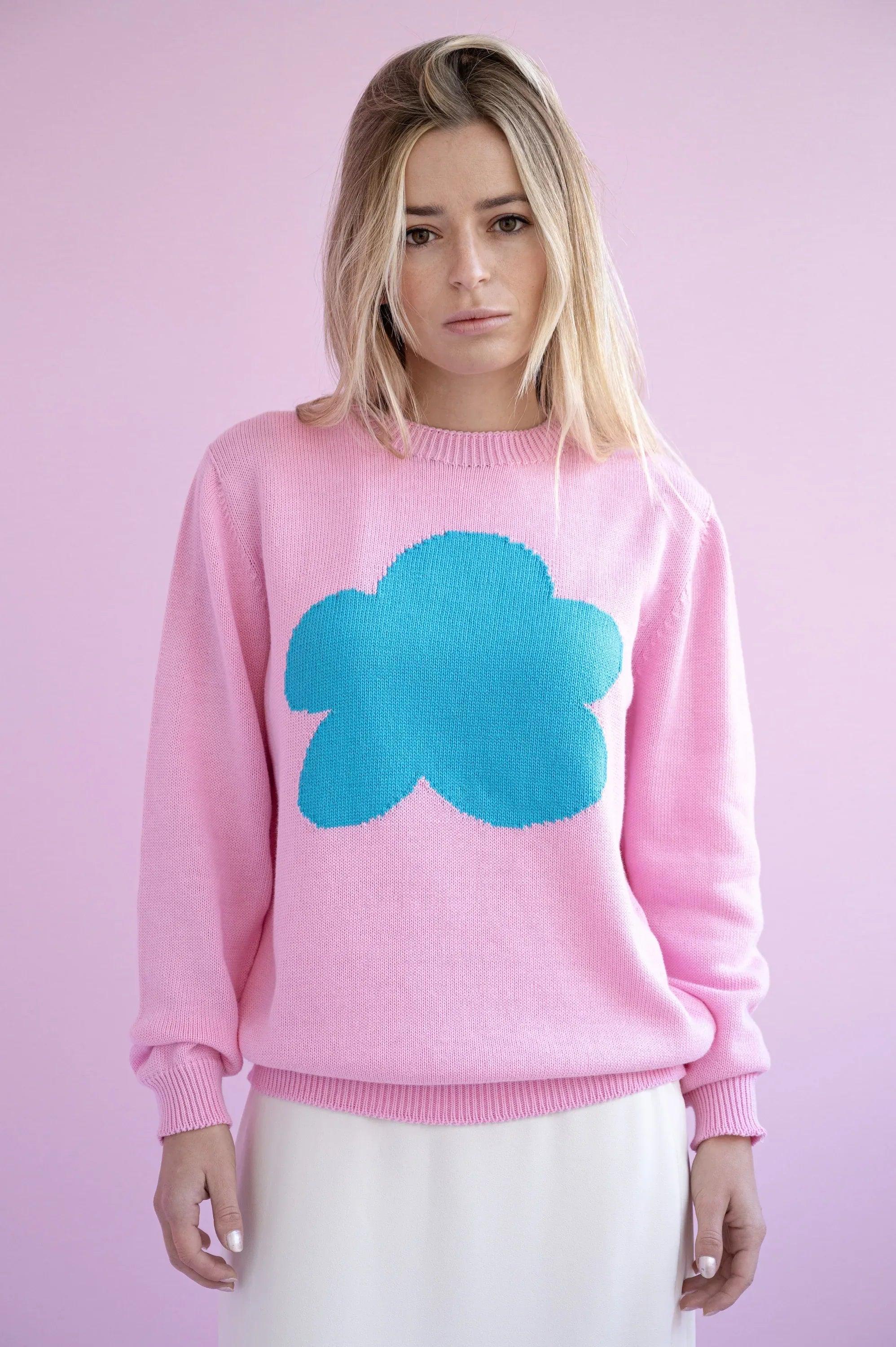 JERSEY ALGODON MUJER ROSA NUBE TURQUESA