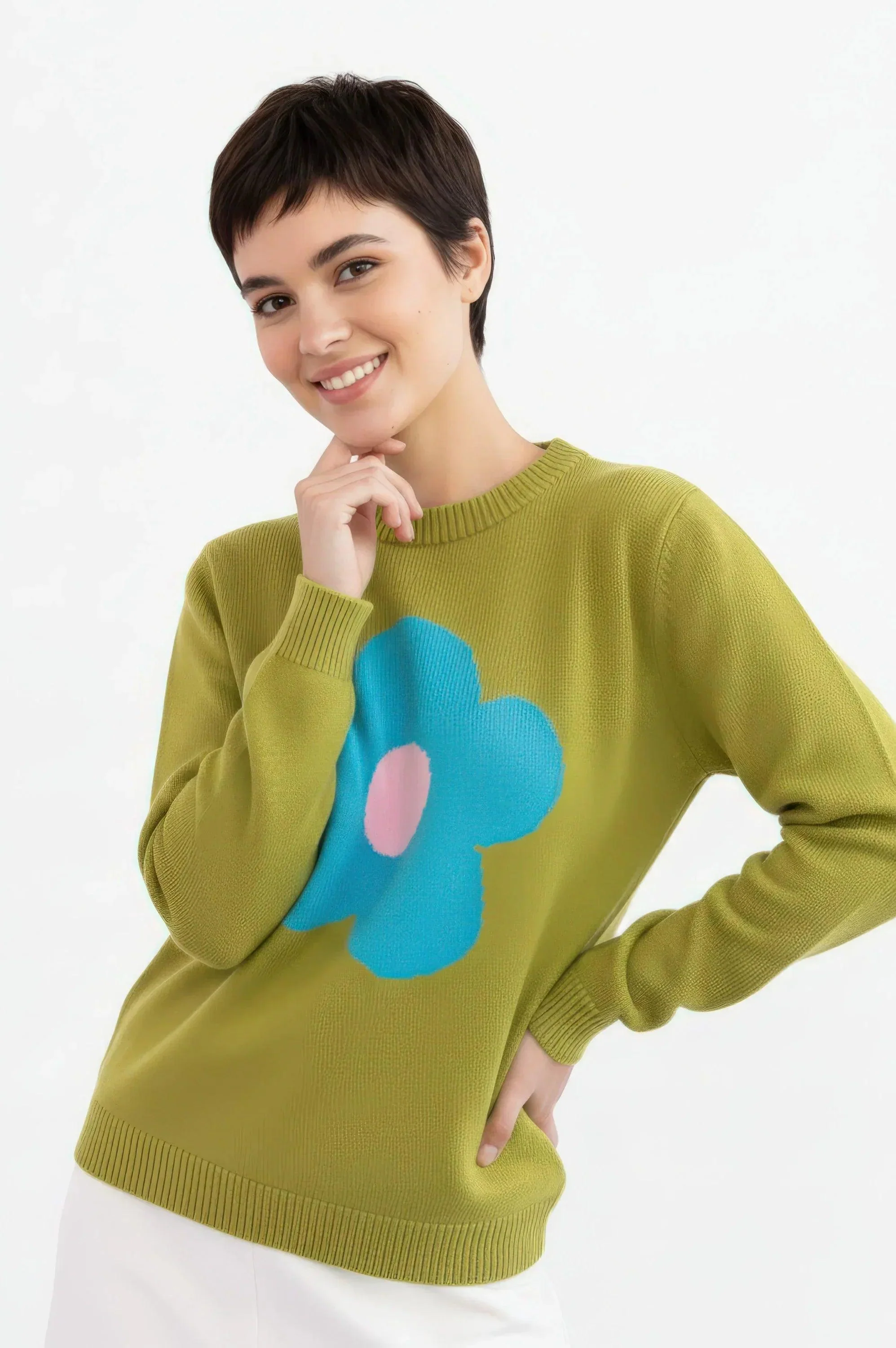 JERSEY ALGODON MUJER VERDE FLOR - Image 2
