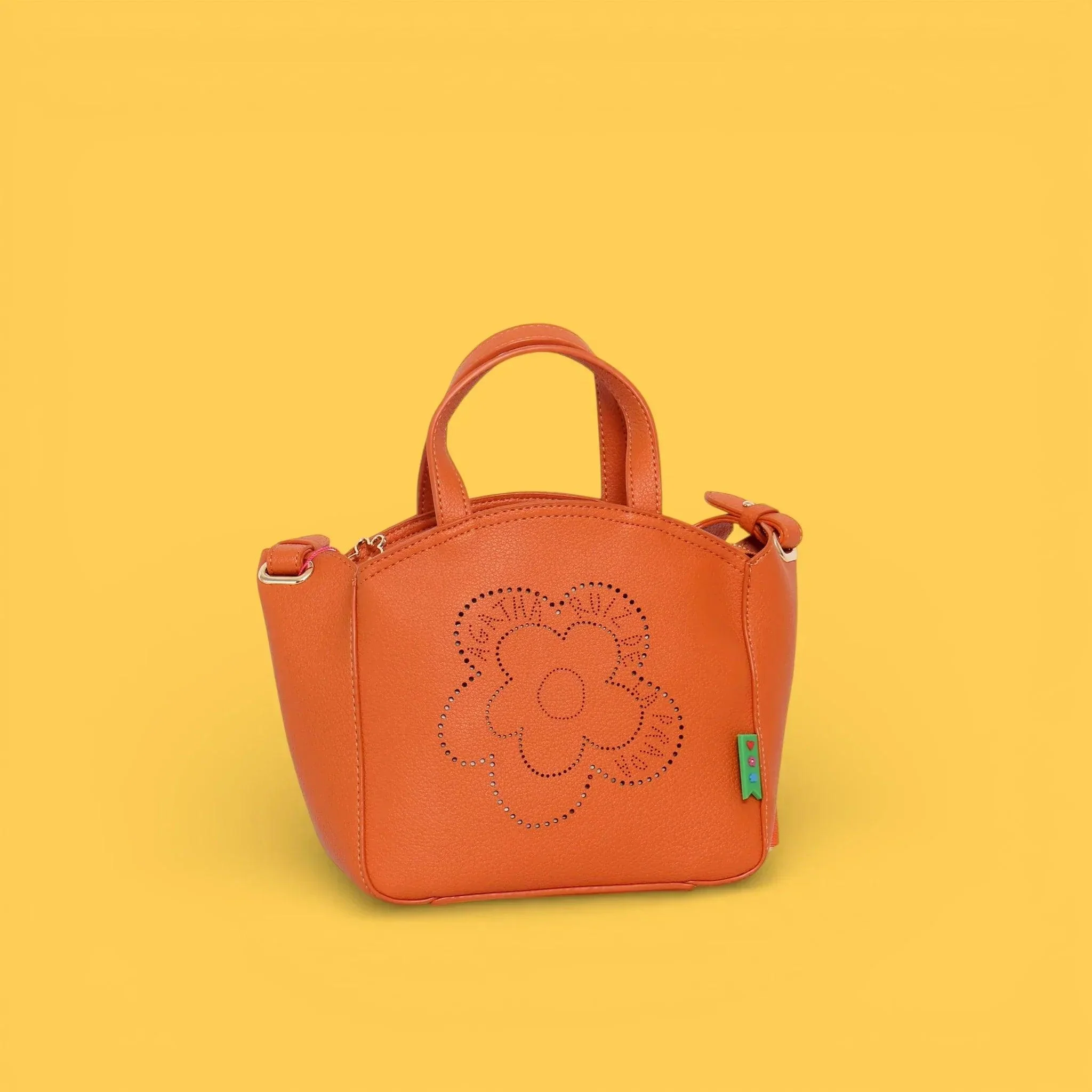 MINI TOTE CALADO FLOR NARANJA