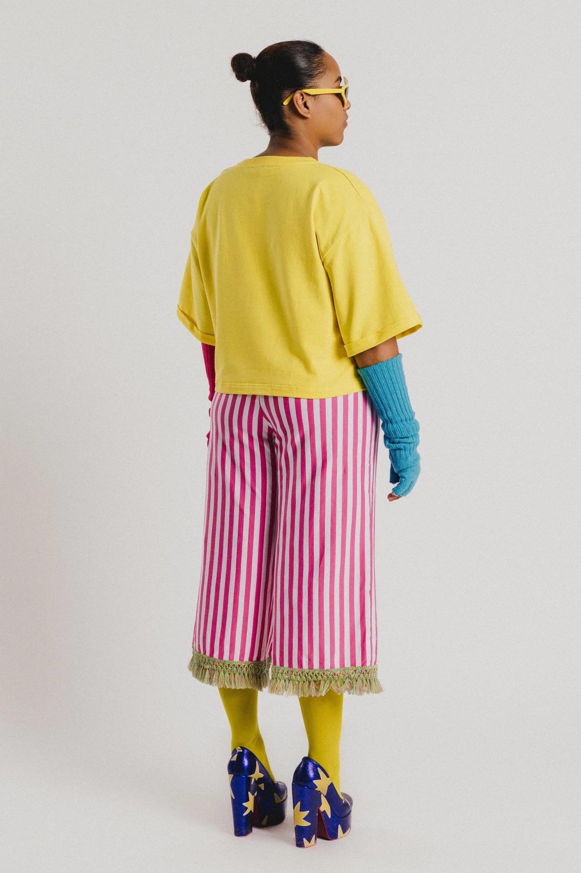 PANTALON CULOTTE RAYAS FUCSIA - Image 2