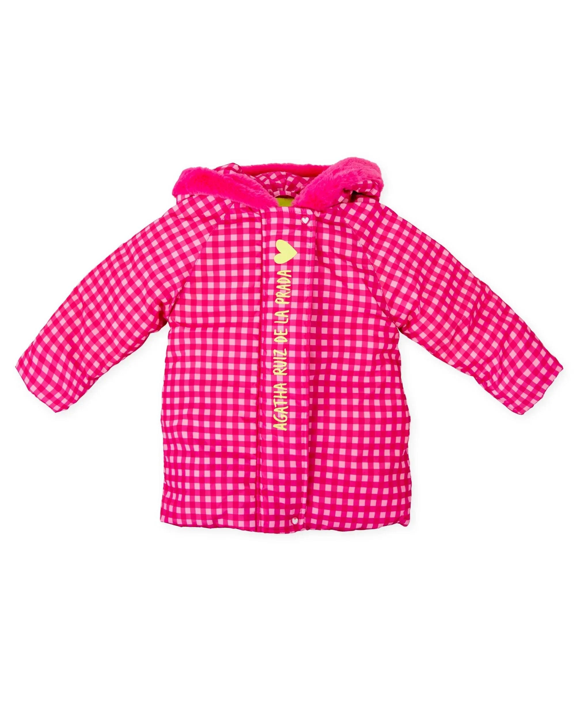 PARKA ABRIGO CAPUCHA CUADROS FUCSIA - Image 4
