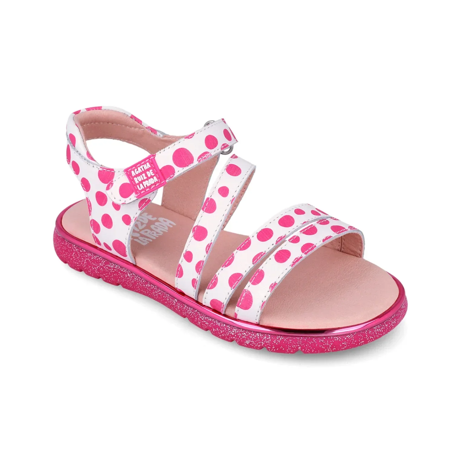 SANDALIA ESTAMPADA BLANCO Y FUCSIA - Image 3