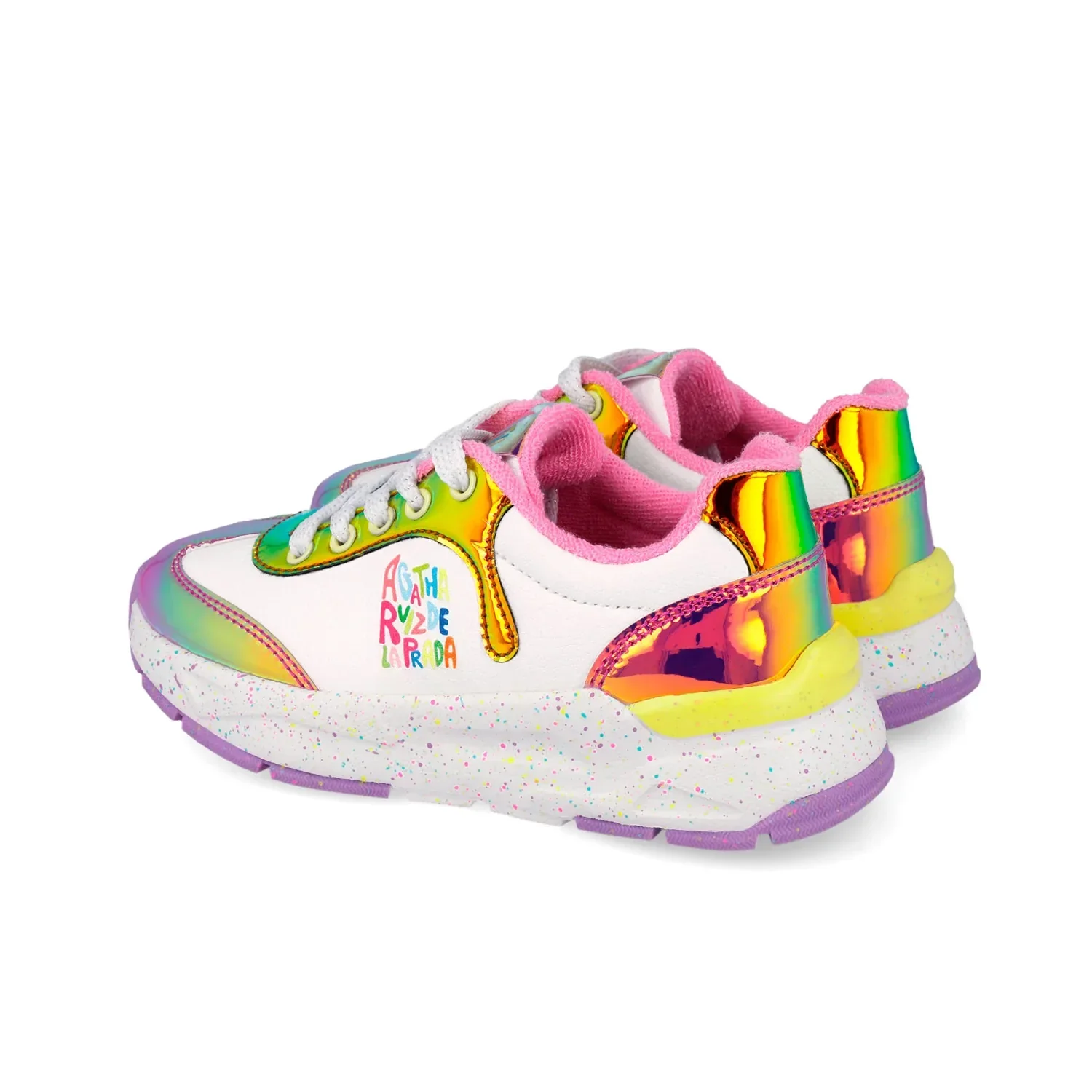 SNEAKERS CORDONES BLANCO Y PLATA - Image 2