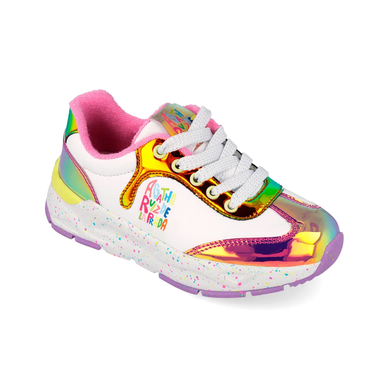 SNEAKERS CORDONES BLANCO Y PLATA - Image 3