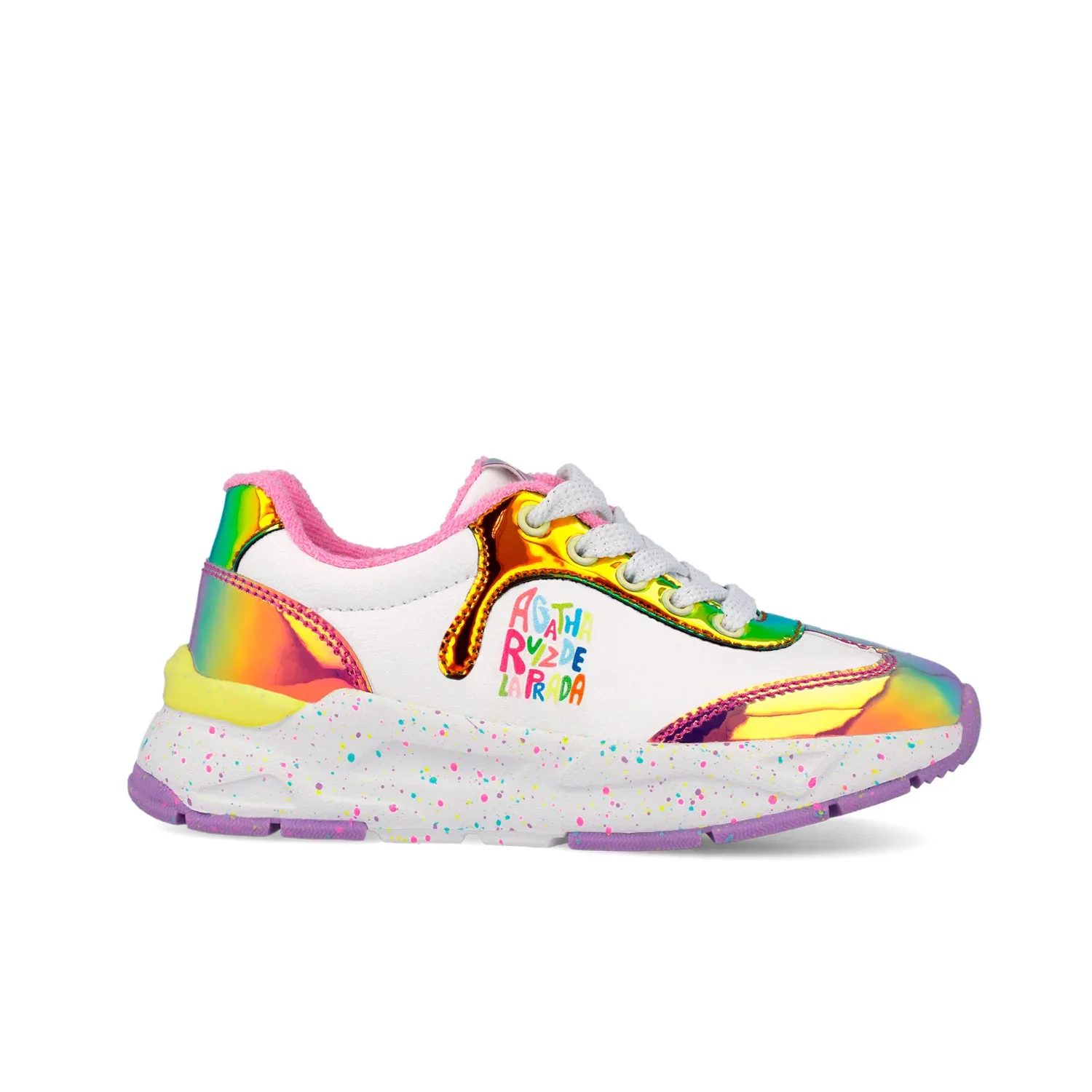 SNEAKERS CORDONES BLANCO Y PLATA - Image 5