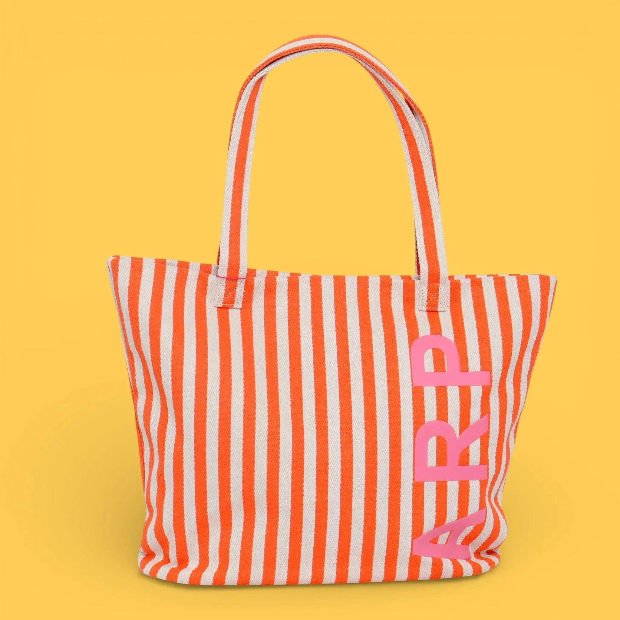 TOTE PLAYA RAYAS NARANJA