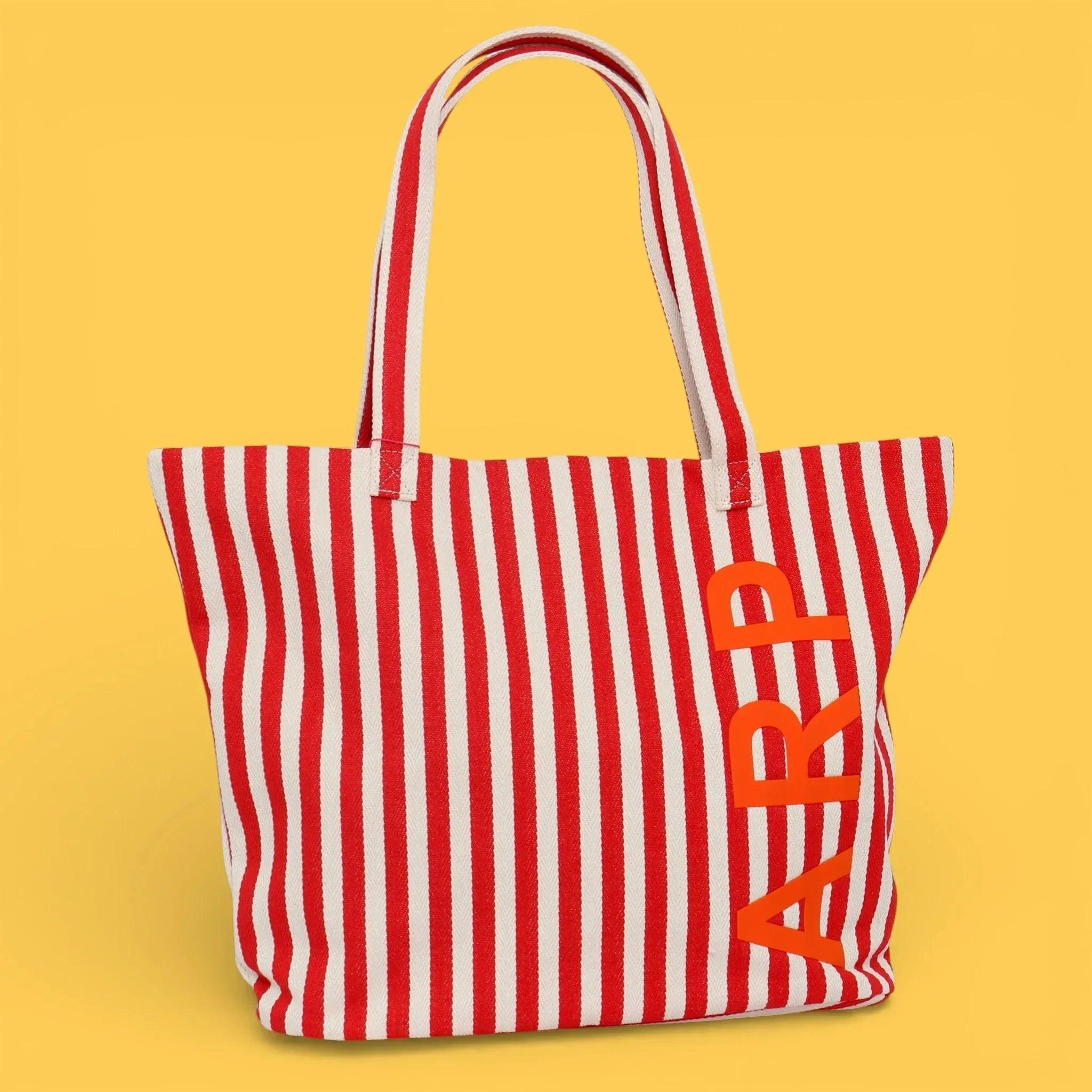TOTE PLAYA RAYAS ROJO
