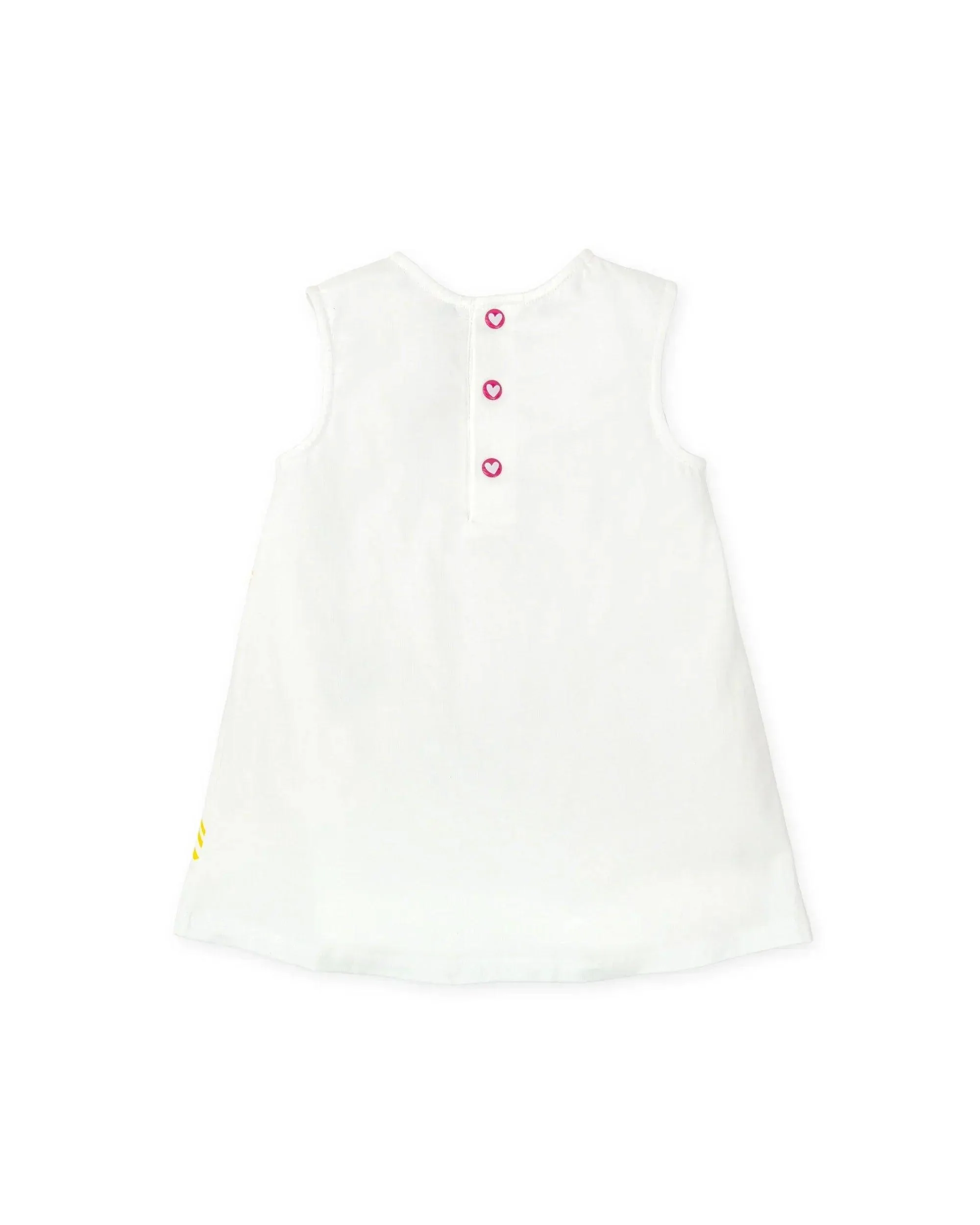 VESTIDO BLANCO SIN MANGAS ESTAMPADO LAZOS DE COLORES - Image 2