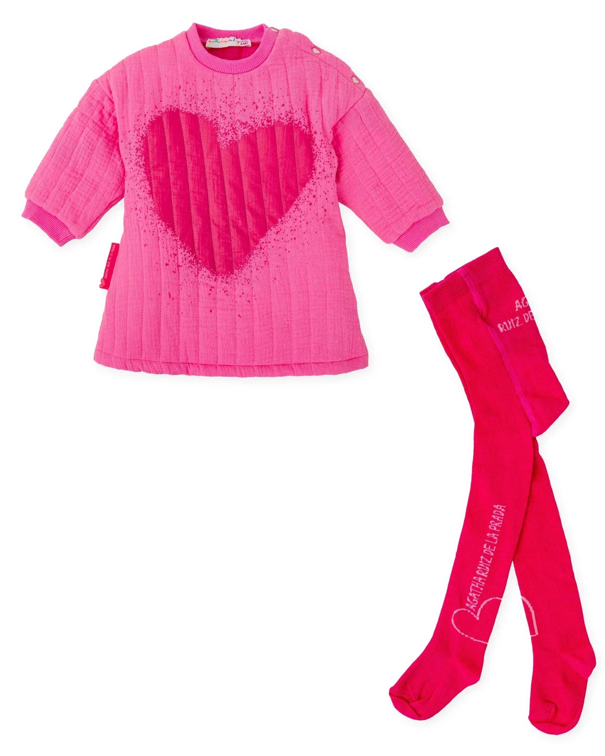 VESTIDO CORAZÓN FRESA CON LEOTARDOS - Image 3