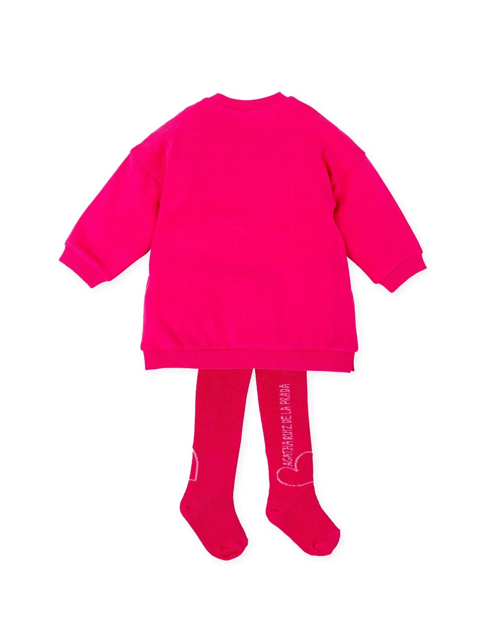 VESTIDO CORAZÓN RAYADO FUCSIA CON LEOTARDOS - Image 2