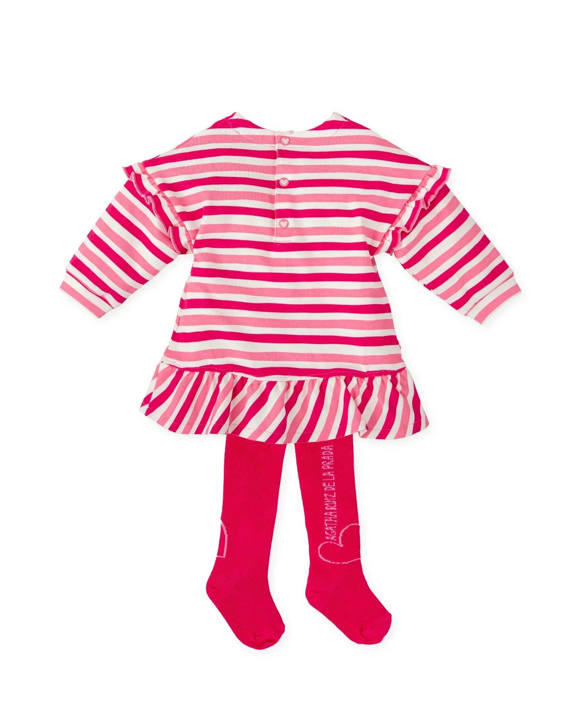 VESTIDO CORAZÓN RAYAS FUCSIA CON LEOTARDOS - Image 2