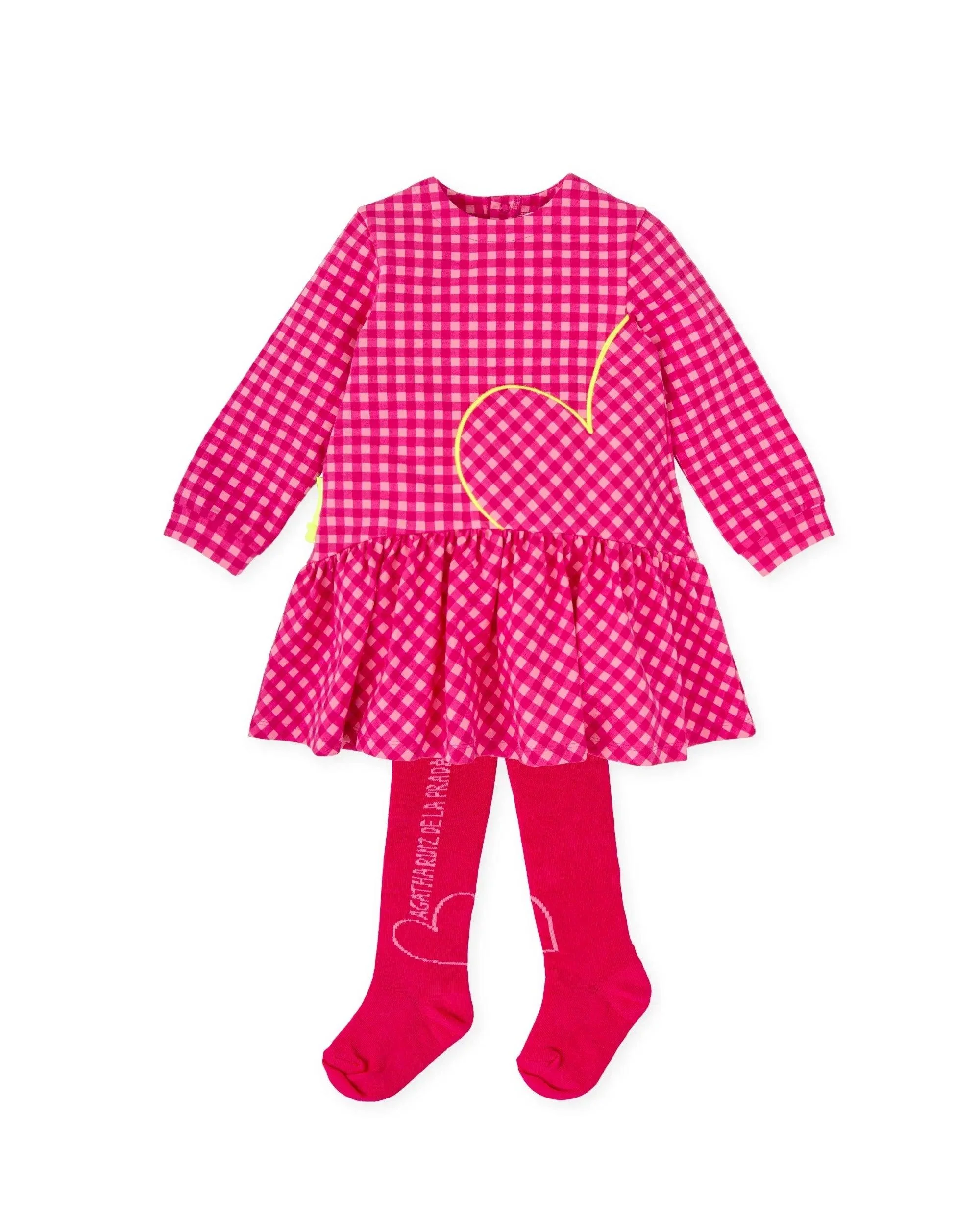 VESTIDO CUADROS FUCSIA CON LEOTARDOS - Image 2