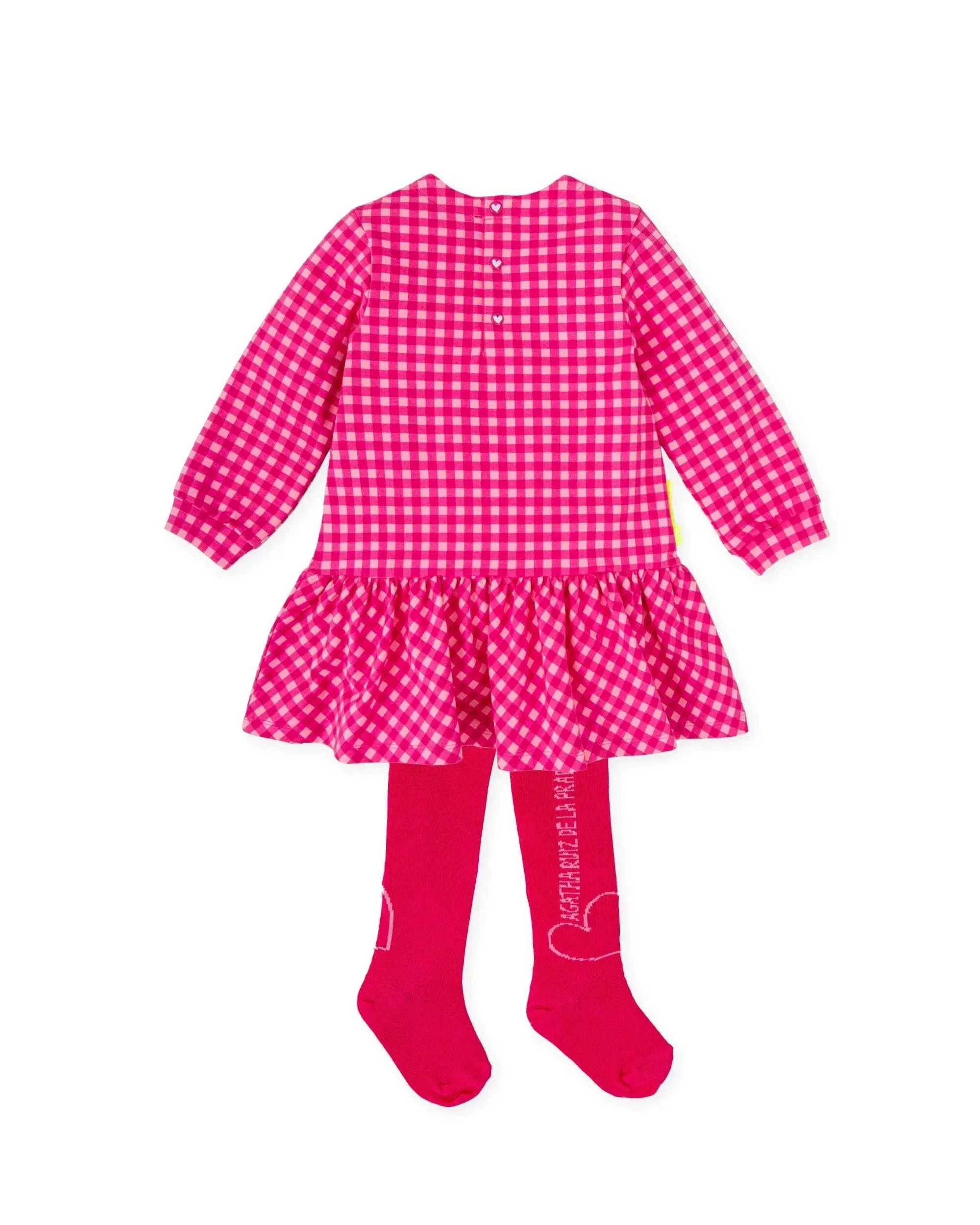 VESTIDO CUADROS FUCSIA CON LEOTARDOS - Image 3