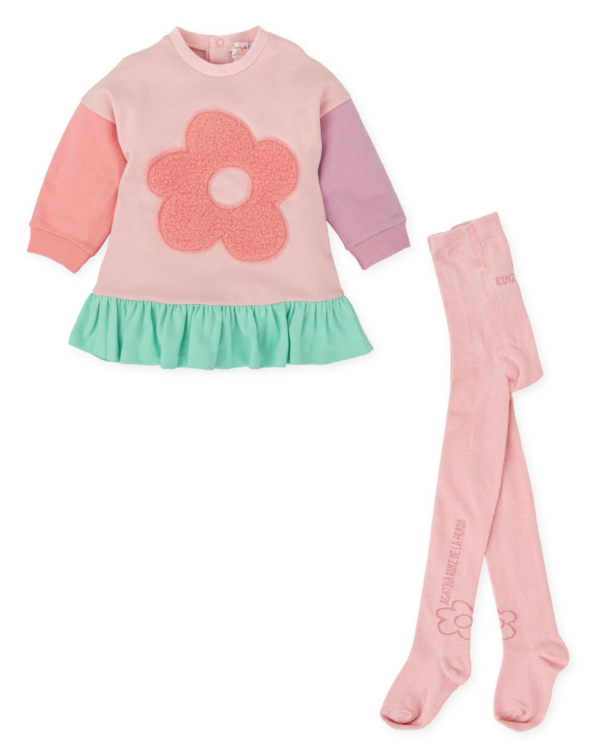VESTIDO FLOR ROSA CON LEOTARDOS - Image 3