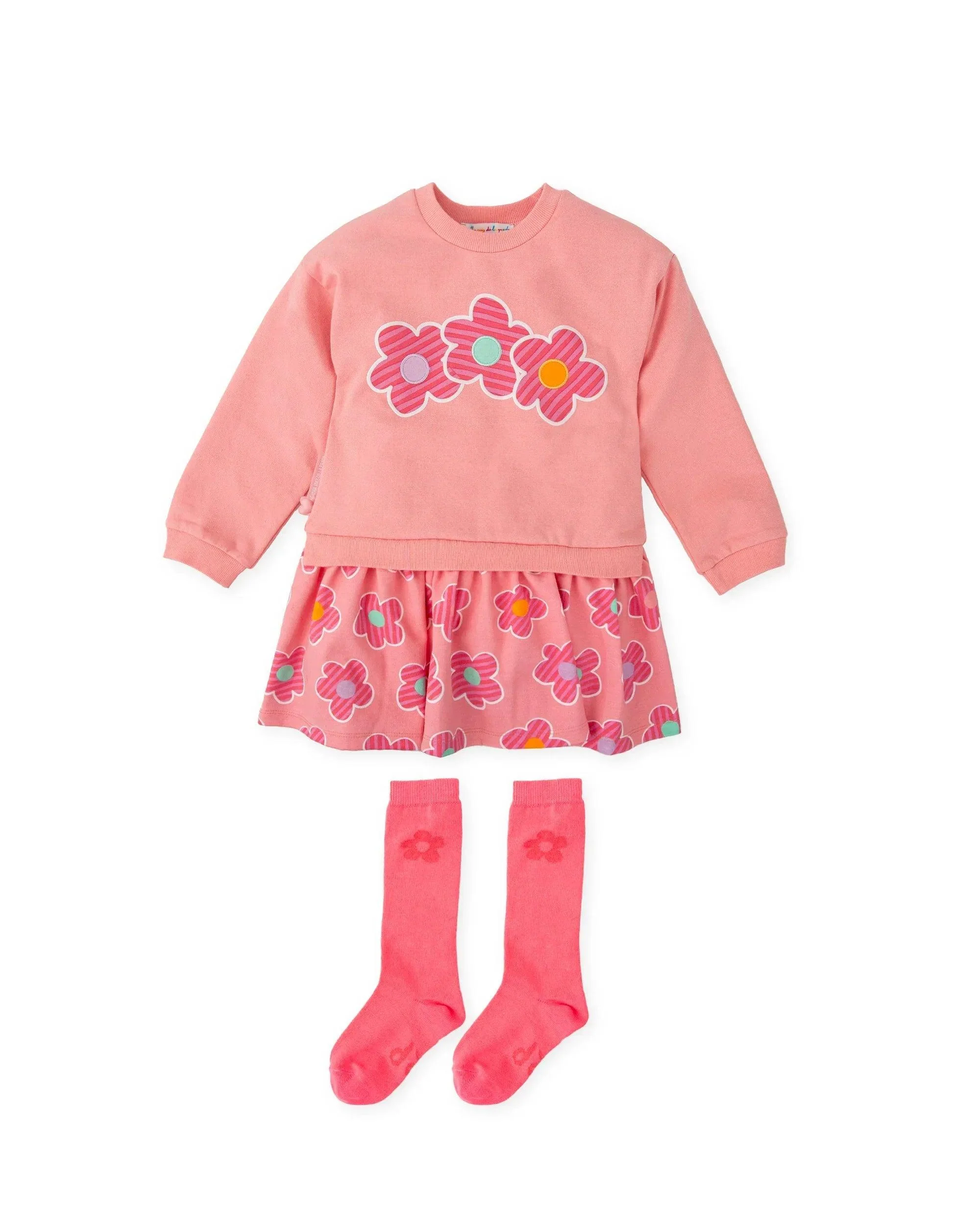 VESTIDO FLORES ROSA CON CALCETINES - Image 2