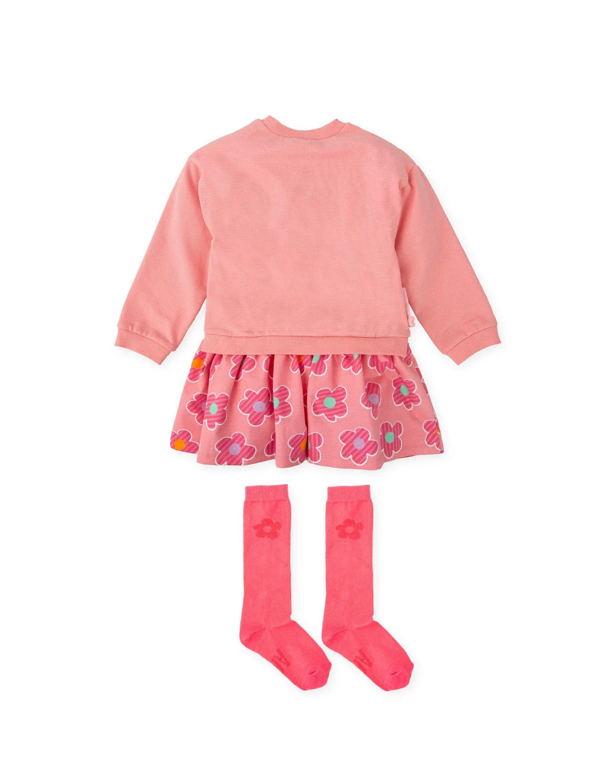 VESTIDO FLORES ROSA CON CALCETINES - Image 3