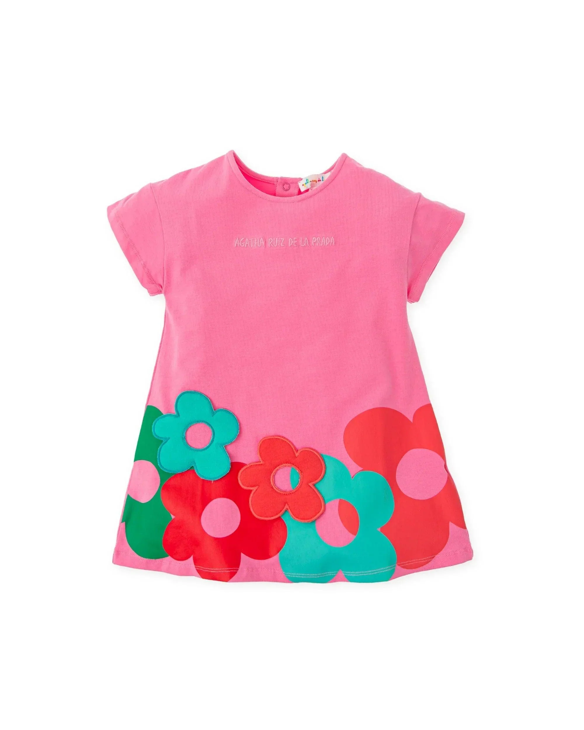 VESTIDO FUCSIA FLORES DE COLORES
