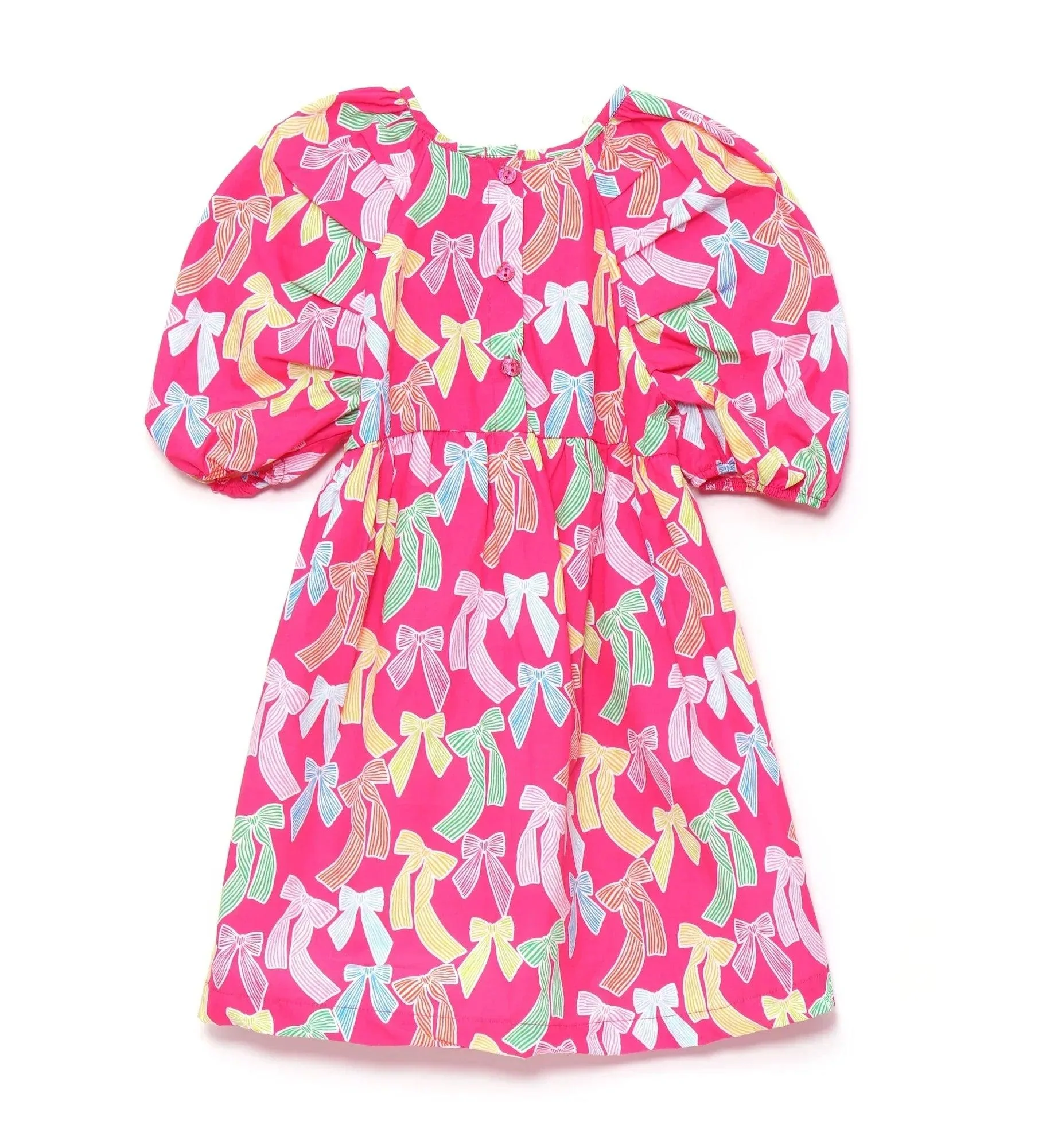 VESTIDO MANGA FUCSIA ESTAMPADO LAZOS - Image 2