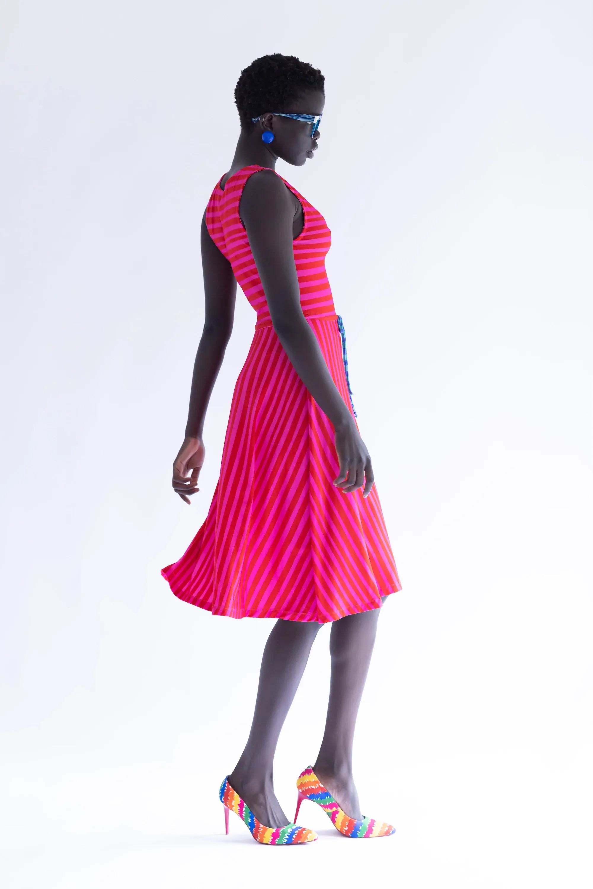VESTIDO RAYAS FUCSIAS ROJAS - Image 4