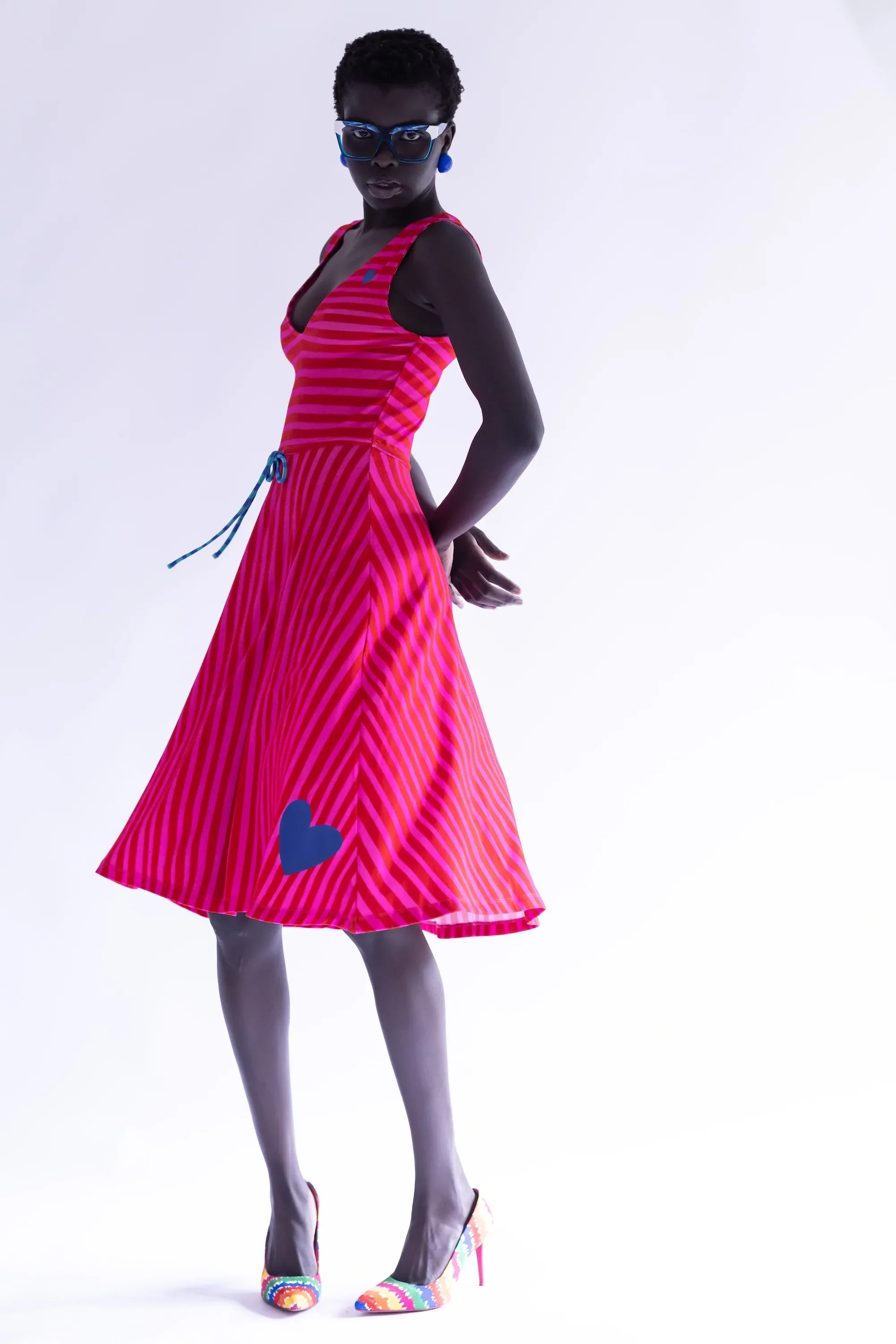VESTIDO RAYAS FUCSIAS ROJAS - Image 6