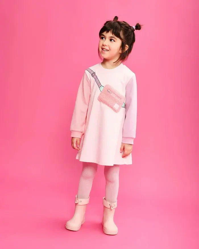 VESTIDO RIÑONERA ROSA CON LEOTARDOS