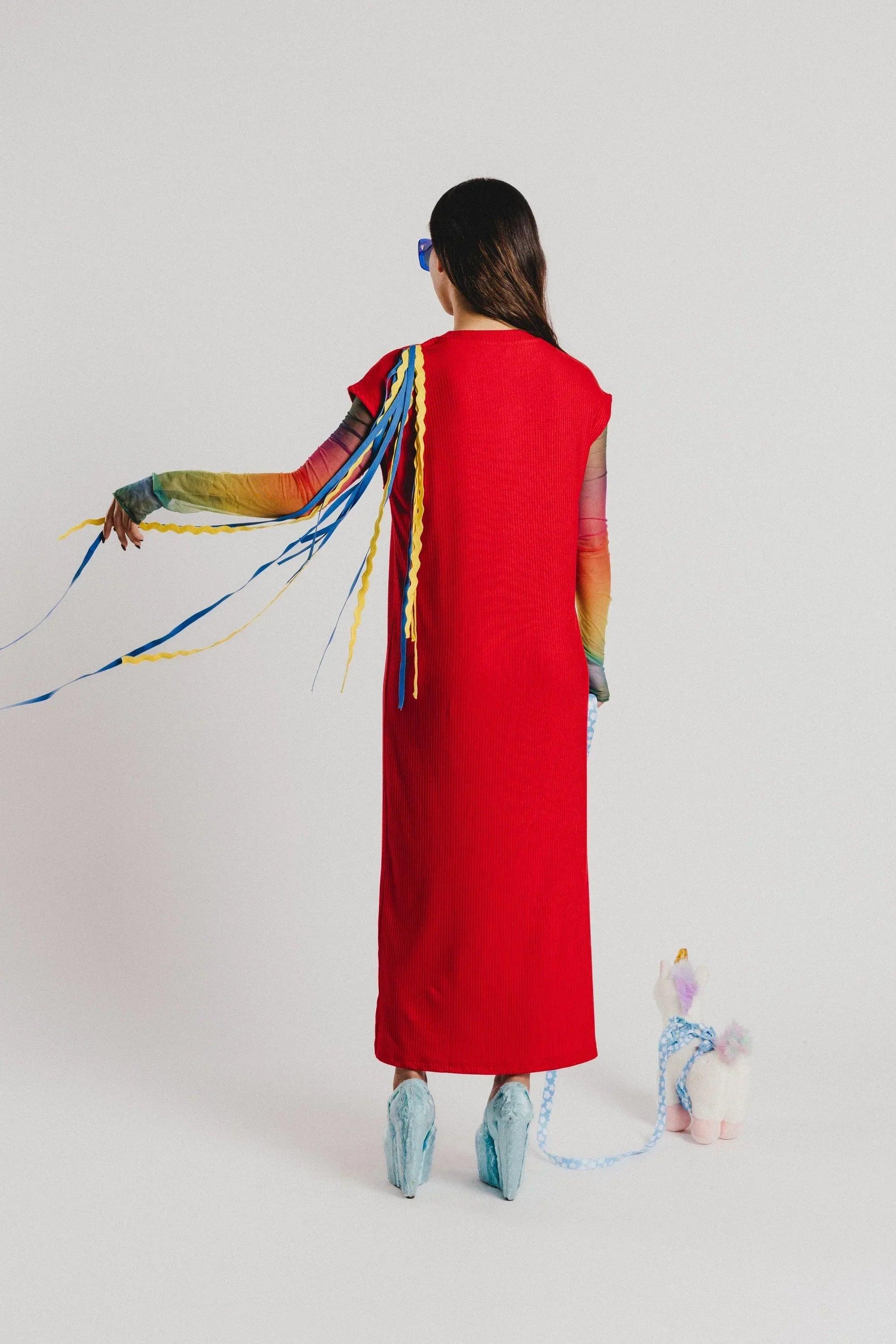 VESTIDO ROJO GALLOS - Image 3