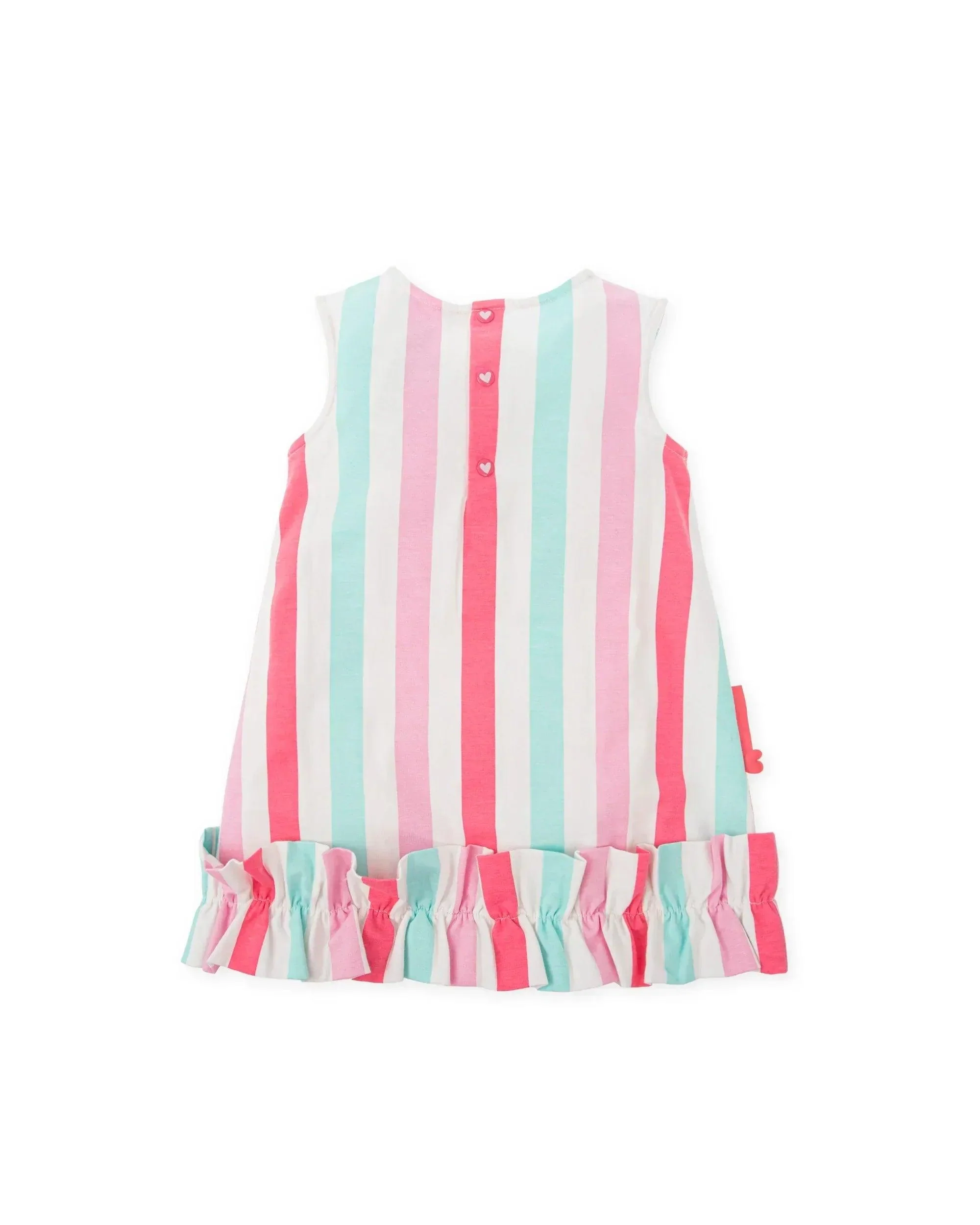 VESTIDO SIN MANGAS BLANCO CON RAYAS ROSA, FUCSIA Y TURQUESA - Image 2